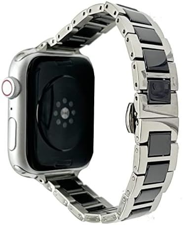 Мешоу тенок керамика не'рѓосувачки челик бенд за Apple Watch 49mm 45mm 44mm 42mm два тона не'рѓосувачки челик часовник керамички каиш