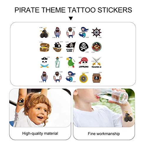 Амосфун 40 парчиња Рака Тетоважи Налепници Цртан Филм Пиратски Тема Привремени Налепници