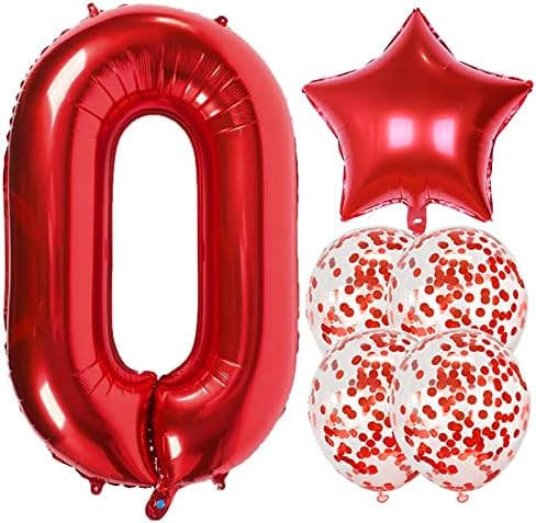 Кофеа 40 инчи црвени големи броеви џамбо роденденски украси за забава Хелиум фолија Милар голем број балон дигитален костум