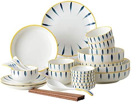 MyIngBin 33 парчиња вечера со вечера со исклучителни рачно насликани модели керамички порцелански садови поставени за вечера за семејна