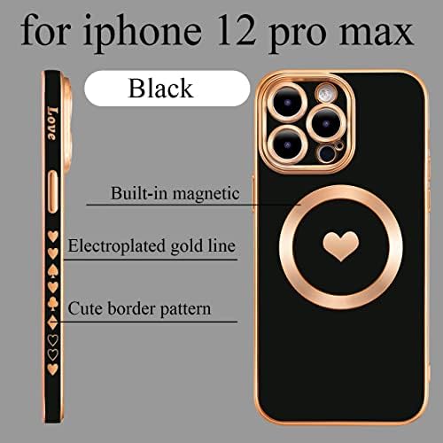 Weonmov за Iphone 12 Pro Max Случај Компатибилен Со MagSafe, Луксузни Љубов Срце Мека Телефон Случај, Целосна Камера За Заштита На