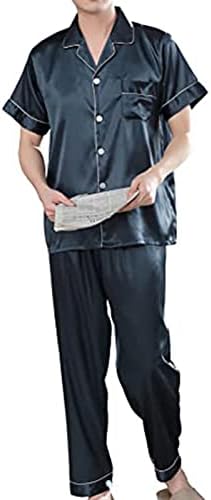 Зуеви машка свилена сатен пижами постави кратки ракави змеј образец PJS поставува класичен копје за спиење