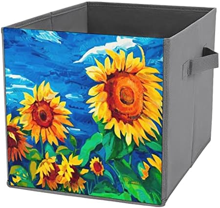 Сончогледи Сликарство Склопувачки Ткаенини За Складирање Кофи Организатор Преклопна Кутија Со Рачки