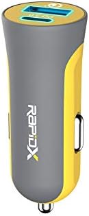 RapidX X2PD 30W USB-C Pd Компактен &засилувач; брз двоен Автомобил Полнач iPhone 14/13 / 12/11 / X / 8, Samsung Galaxy S22 S21 S20 S10 Забелешка-Жолта