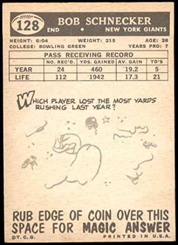 1959 Топпс 128 Боб Шнекер Newујорк гигант-ФБ Дин картички 5-EX GIANTS-FB