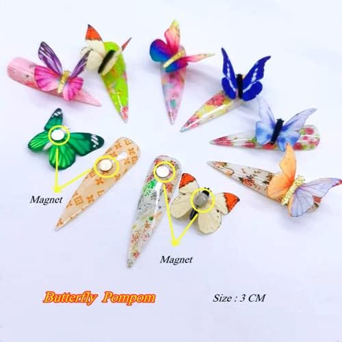 12 парчиња магнетна пеперутка за нокти привлечни 3D пеперутки нокти уметнички шарми додатоци за нокти за материјали за уметност