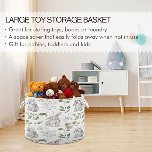Кошница за јаже Кигаи, симпатична зајаче, голема корпа за складирање за играчки ќебе бебе за перење за расад, плакарот, спална соба, домашна