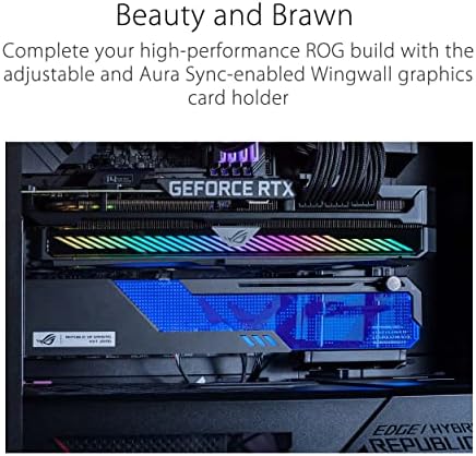 Држач за графички картички Asus Rog Wingwall - Лесно прилагодлив, Aura Sync RGB осветлување, алуминиумска структура, прилагодлива
