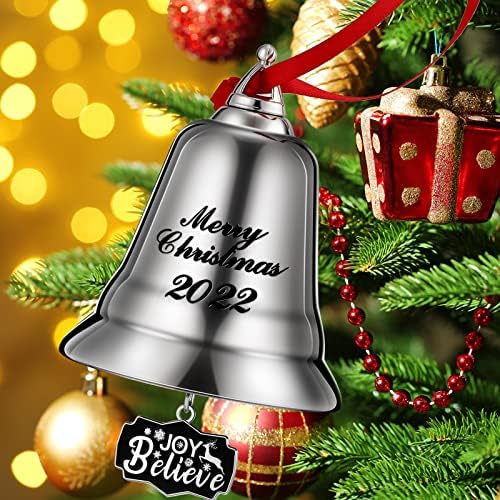 Божиќни украси за bellвонче 2022 Годишен Голем сребрен Божиќно украс за време