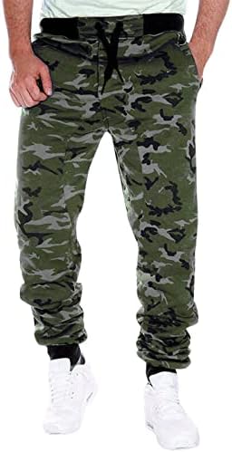 Ubst Camo Sweatpants за мажи, камуфлажа на отворено за пешачење, спортски тенок панталони со кои се влечеше обични активни џогери панталони