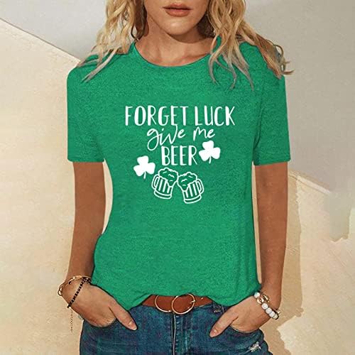 Среќен ден на денот на Свети Патрик Смешен Свети Патрик ирски женски кратки ракави маица среќа Шамрок се врти зелена детелина