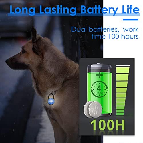 Thinkpet кучиња јака светло за ноќно одење, 2 пакувања трепкачки кучиња ноќно светло светло клип водоотпорен ПЕТ LED LED за одење за
