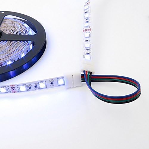 iCreating LED Лента Конектори 4 Pin, RGB LED Конектори Комплет Вклучува 5050 LED Конектори L Форма за Лента светла 4Pin 10mm LED Лента Конектори