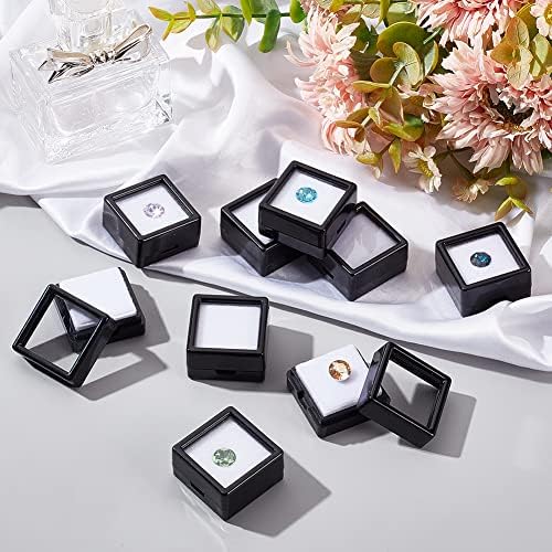 БЕНЕКРЕАТ 36 Парчиња Црна Кутија За Прикажување Скапоцени Камења Пластична Проѕирна Гола Камена Кутија Црна Квадратна Кутија За Накит 1,