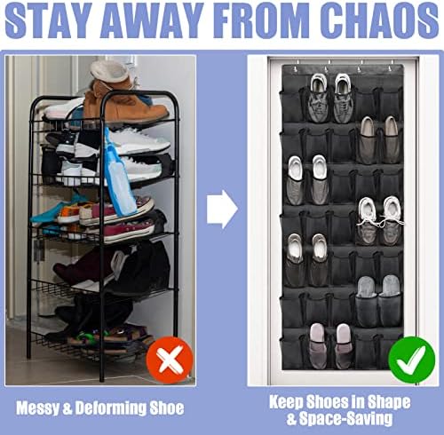 Организаторите на чевлите преку врата 35 издржливи џебови од мрежа што висат организатор за чевли за чевли за чевли за влез во спална соба, бања,