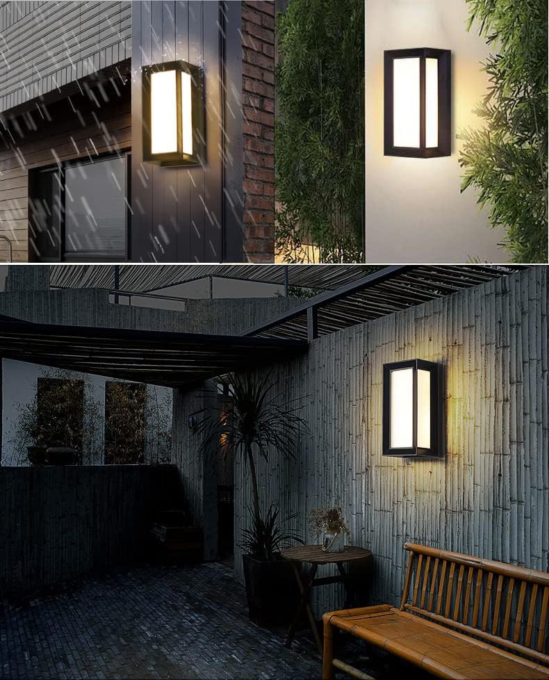 Модерни wallидни светла на Стуованер, 18W LED Sconce светлосни тела, ламби поставени со wallидови, алуминиумска матна црна куќа, IP65 водоотпорен