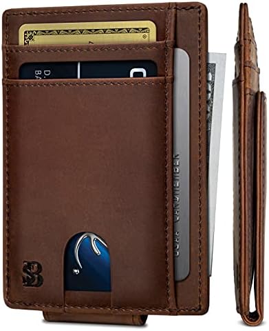 Серман брендови предниот џебниот паричник со магнетски клип. Бифолда минималистичка кожна паричници на РФИД за мажи со тенок картички паричник