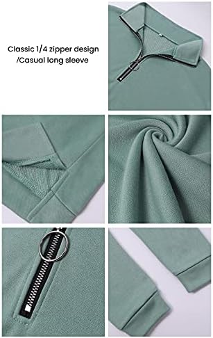 Preatterенски каузален каузален 1/4 Zip Pullover Долг ракав јака џемпери цврста активна облека што работи јакна