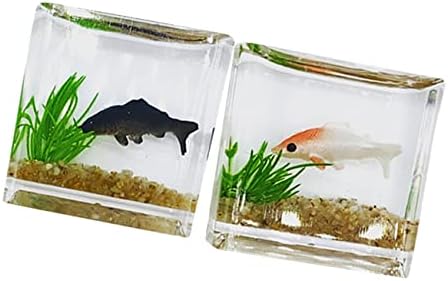 Аласум 10 парчиња резервоар за крап присутни украси стакло риба сад трпезариска маса декор мини куќички украси риба резервоарот