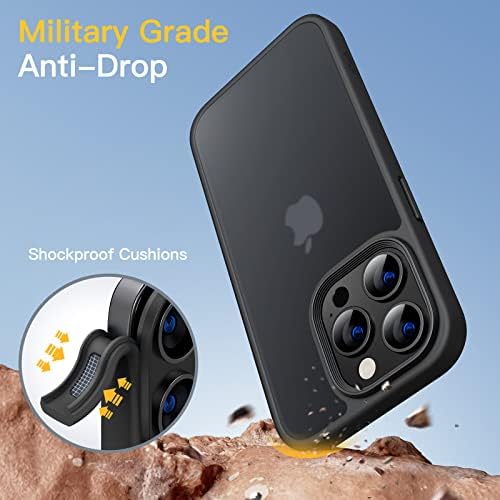JETech Matte Случај за iPhone 13 Pro 6.1-Инчен, Отпорен На Удари Воена Одделение Капка Заштита, Замрзнати Проѕирен Задниот Телефон