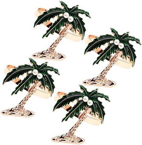 Абаодам 4 парчиња кокосова салфетка тока зелена декор хаваи украс рустикален чаршав ресторан салфетка прстен легура легура хаваи