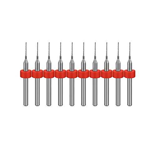 AugustTools PCB Веснички битови поставени 0,3 mm Tungsten Carbide Rotary Tool, Micro Dript Bits, 1/8 инчен шанк за накит за печатење на
