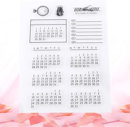 1 лист чиста заптивка за силиконски печат, календарски образец транспарентни марки за скрип -книги албум за декоративни декоративни