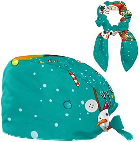 Божиќна санта снежен човек елен елек на балон работна капа со копчиња прилагодлива буфантска капа унисекс чиста капа со лак коса