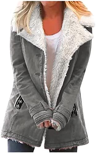 Oioloyjm 2023 kecakенска јакна за шетање Обично копче мешавина зимски тартан ровов палто со џебови со двојно гради лаптоп