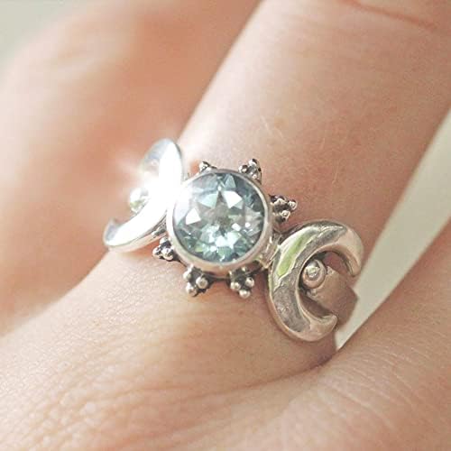 2023 Исклучителна гроздобер тркалезна дијамантска циркон месечина прстен за жени ангажман прстен накит подароци здраво низок прстен за ќерка