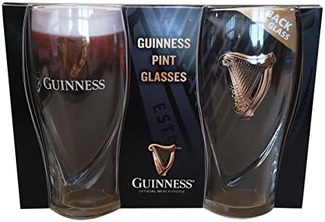 Гинис Витко Пиво Стакло Црвена Класична Колекција Близнак Пакет | Официјална Стока Пинта Очила Комплет од 2 | Совршени ирски
