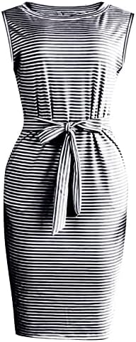 Плус фустан со големина, модни жени лабава летен летен ракав со тркалезен врат -лежерен ремен мини фустан