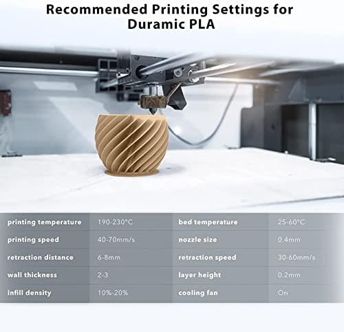 Duramic 3D Matte PLA FILAMENT 1.75mm беж, 1KG картонска количка мат финиш 3D филамент за печатач PLA 1,75mm Димензионална точност 99% +/- 0,03 mm, печатење со FDM 3D печатач, лесен за отстранување н?