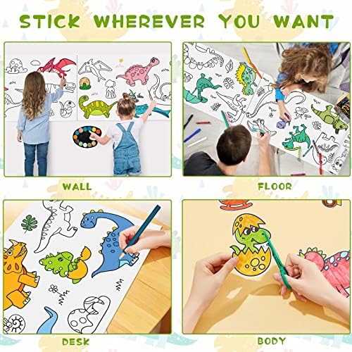 Детски ролна за цртање со обоени моливи, леплива хартија за цртање 120 * 11,8 инчи, ролна за хартија за боење за деца, налепници за боење