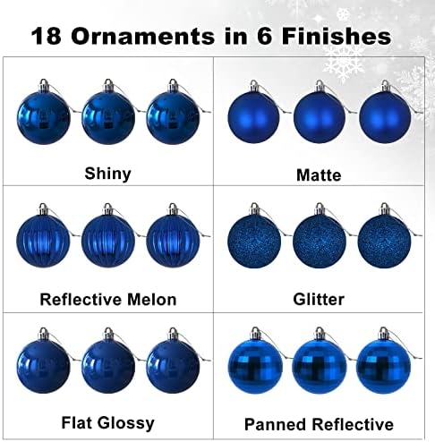Сини 3,2 Големи божиќни топки - украси за украсување на новогодишни елки за висечки топки за роденден за роденден Велигденски свадбени