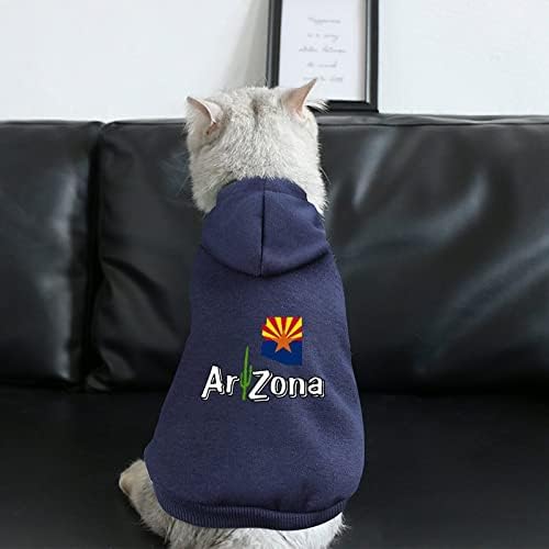 Кактус Аризона знаме мапа кучиња худи пуловер џемпер за облека за миленичиња облеки со аспиратори облеки за кучиња и мачки