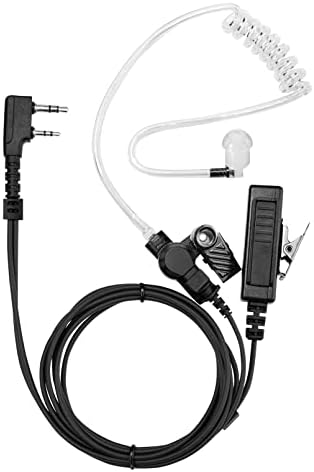 Leimaxte на два патни радио слушалки компатибилни со Baofeng, Kenwood 2 Pin Walkie Talkie Surveillance Harpiece со Mic PTT, акустична цевка