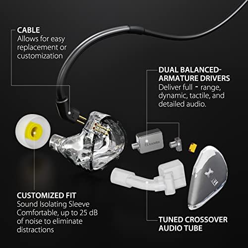 XVIVE U4T9 безжичен систем за монитор во уво со про-двојни возачи на БА IEM слушалки, звучна изолација 25dB, чист и артикулиран звук