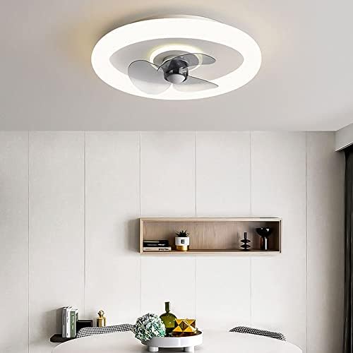 Ибалоди Нордичен Едноставен бел тавански вентилатор со светло LED затемнет вентилатор светло 6 брзина, 2,4g далечински вентилатор