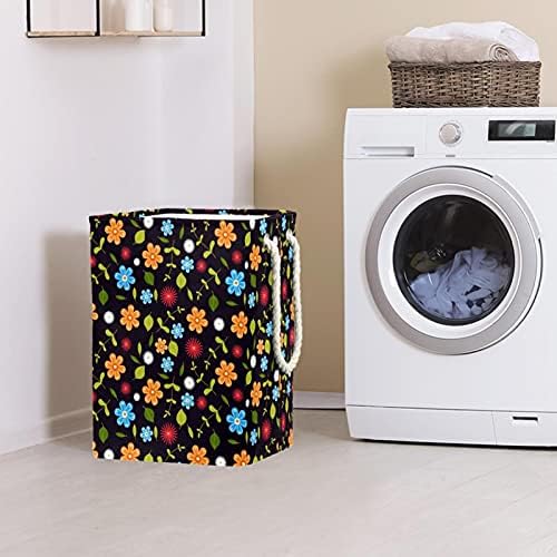 Деја водоотпорни корпи за перење алишта високи цврсти преклопени шарени цветни принт за печатење за возрасни деца тинејџери девојчиња во спални