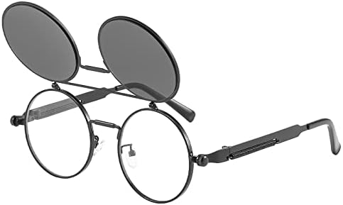 Долгер Флип Очила За Сонце Мажи Жени Поларизирани Стемпанк Флип Очила за Сонце Со Двојни Леќи