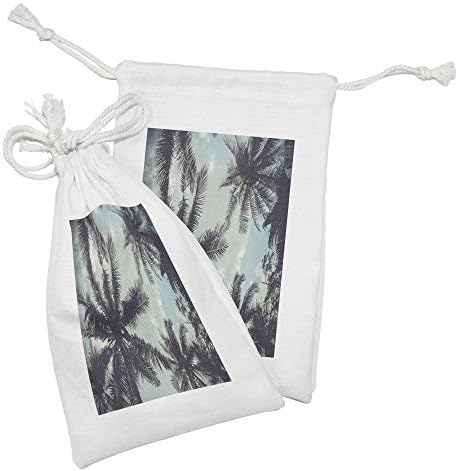 Необична торбичка за тропска ткаенина од 2, нагорни дланки на кокос до облаци егзотични земјишни рајски туризам летен поглед, мала торба за