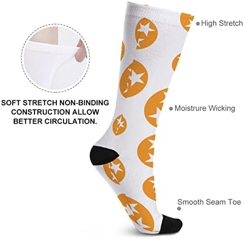 Знаме на Тенеси печатено чорапи со појавување на бои Атлетски колени високи чорапи за жени мажи