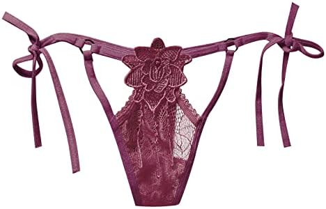 Чипка танга за жени G-жица чипка завој со низок половината T-back мека дише цврста боја Види преку секси бразилски кратки секси