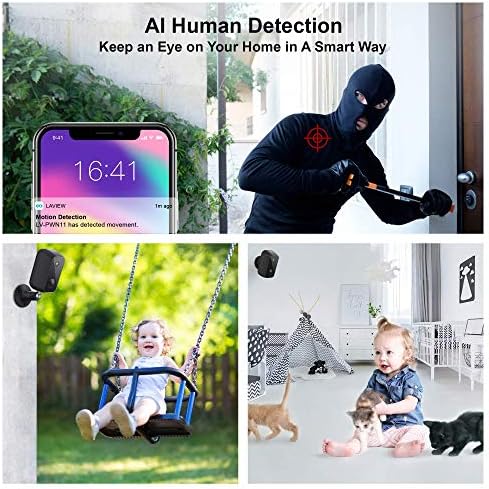 Безбедносна камера Laview Надворешна, WiFi камера со AI Human Detection, двонасочна аудио, ноќна визија, 1 32 GB SD картичка, компатибилна