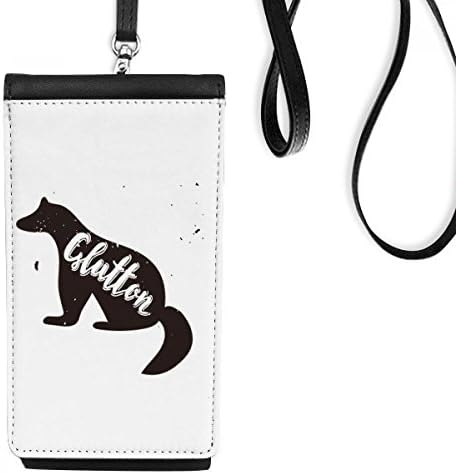 Глутон црно -бело животински телефонски паричник чанта што виси мобилна торбичка црн џеб
