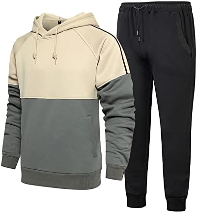 Xiaxogool машки џогирање на џогирање 2 парчиња Атлетска облека Атлетска облека Худи Спорт за потење, обичен тенок блок во боја, пакети
