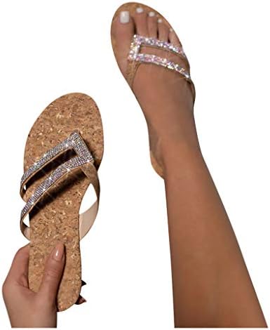 Сандали на Балаки Ринестон, женски рамни сандали, сандали со накит, летни влечки од сандали на плажа