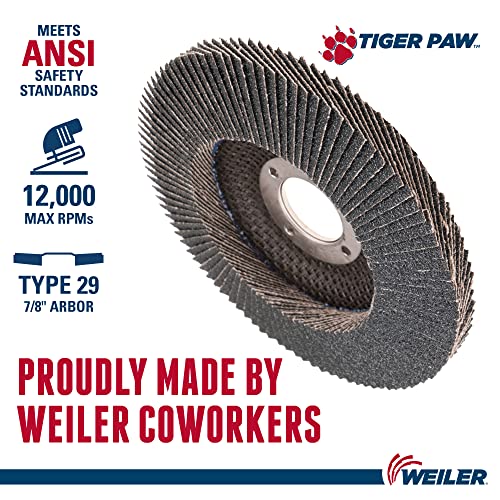 Weiler 51167 Tiger PAW XHD Супер висока густина Абразивен размавта диск, рамен стил од 27, фенолна поддршка, цирконија алумина,