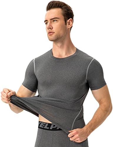 Машки атлетски компресивни слоеви Спортски кошули со кратки ракави тренингот маица ладно суво подмолно салата за теретани што трчаат